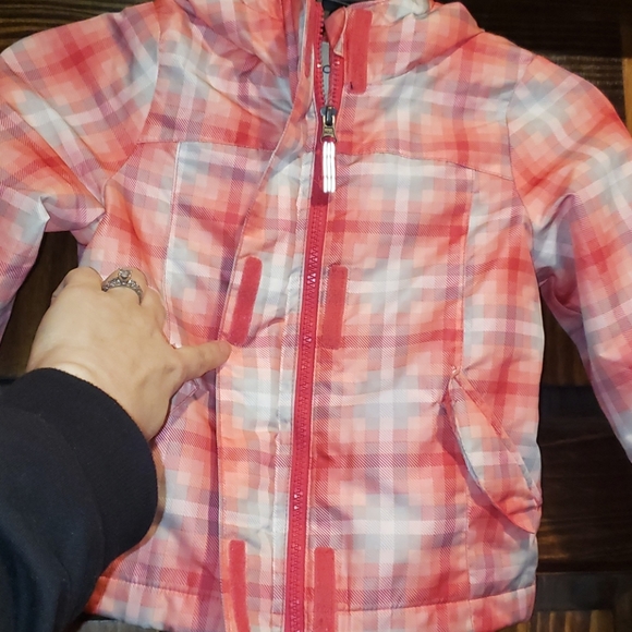 Cherokee girls coral check rain wind jacket 4 4T - Picture 3 of 6